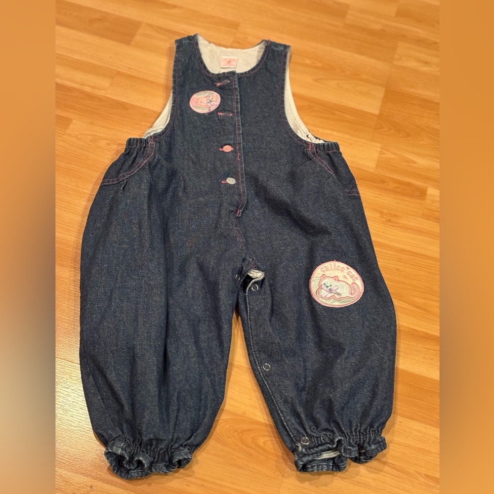Cat Denim Overalls VTG/Y2K‎
